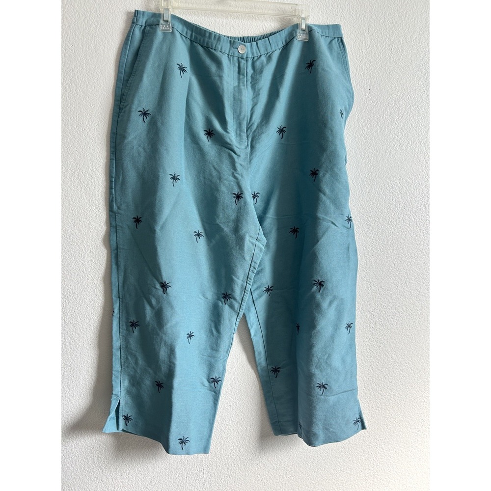 Van Heusen Linen Blend Muted Teal Women's Pants Size 18 Tropical Cruise Vacay